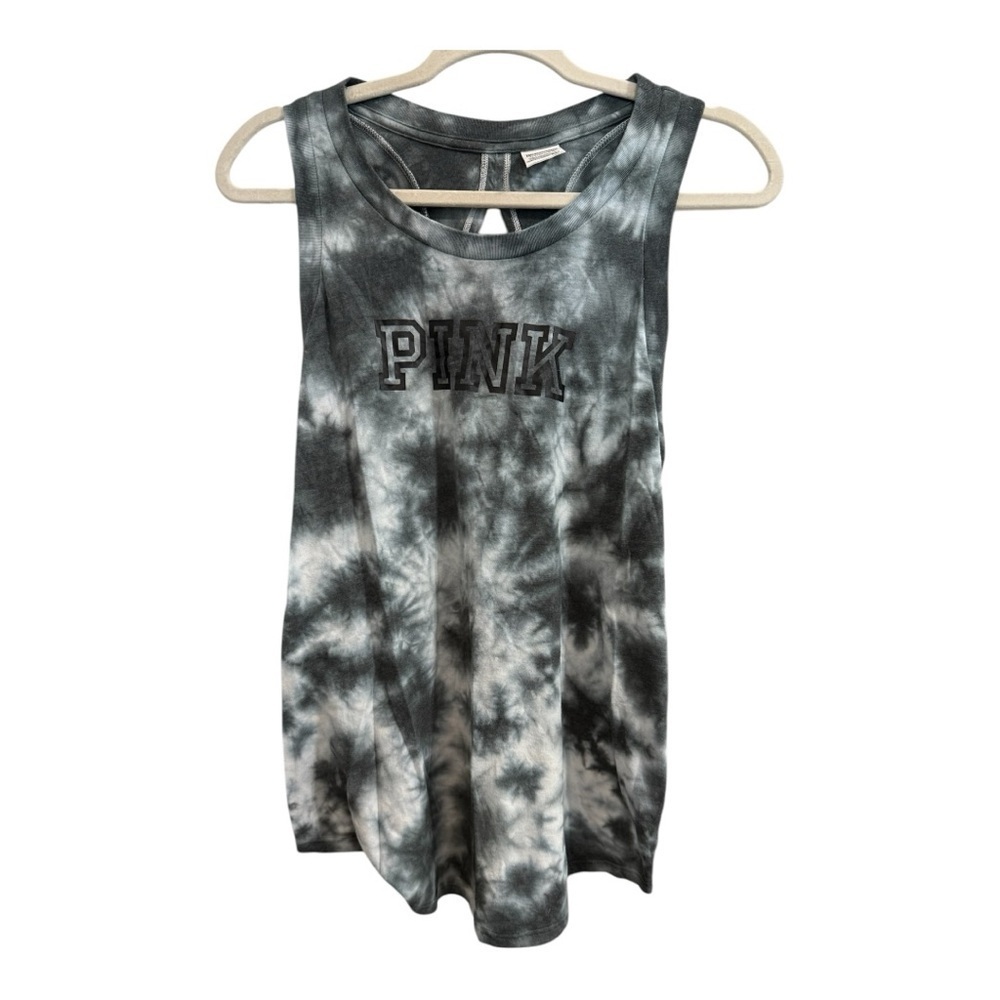 PINK VS Black And Gray Tie Dye Athletic Workout Tank Top
